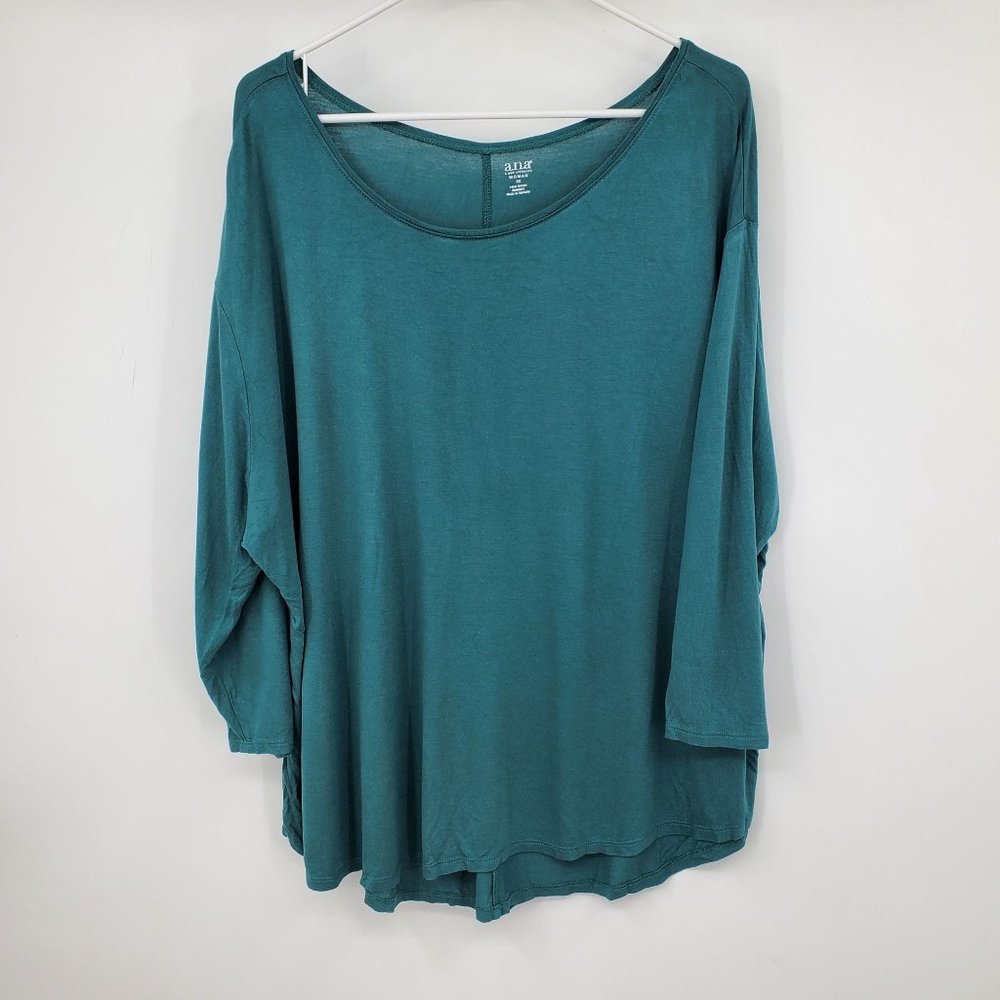 A.n.a‎ Woman 3/4 Batwing Sleeve Green Blouse Shirt Size 2X